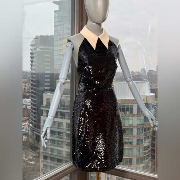 🆕 BRONX & BANCO 🧿 NWOT Wednesday Black Sequin Halterneck Mini Dress Sz L US 8 - Picture 5 of 15